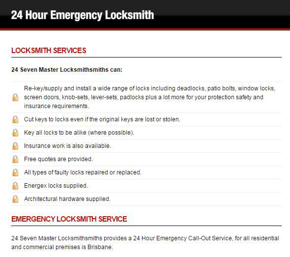 24 Seven Master Locksmiths: Brisbane