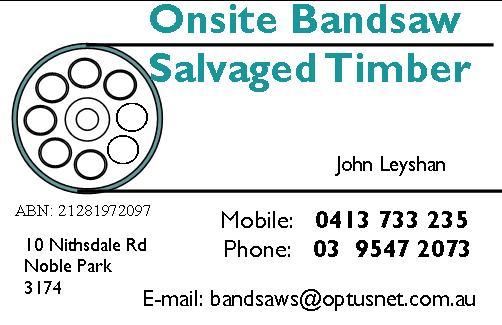 Onsite Bandsaws Salvaved Timber logo