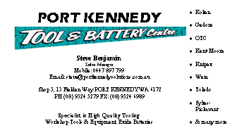 Port Kennedy Tool, Battery & 4X4 Centre